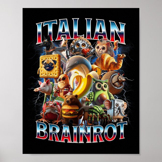 Italienisches Brain Rot Italienisches Brainrot Fun Poster (Vorne)