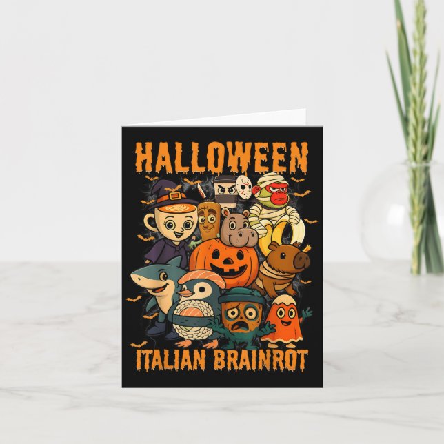 Italienisches Brainrot-Meme-Zeichen Halloween-Kost Karte (Vorderseite)