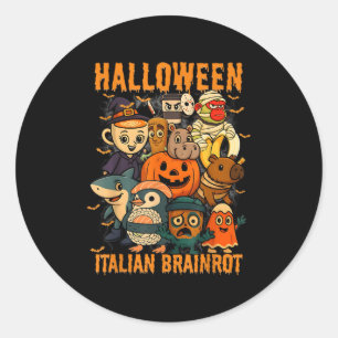 Italienisches Brainrot-Meme-Zeichen Halloween-Kost Runder Aufkleber