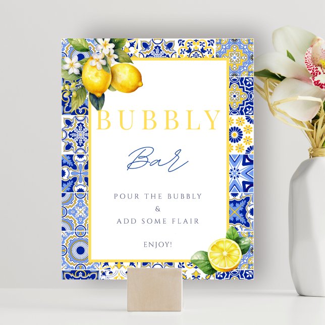 Italienisches Brautparty Bubbly Bar Sign Poster (Italian Bridal Shower Bubbly Bar Sign Poster)