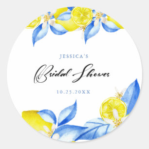 Italienisches Brautparty Lemon Floral Runder Aufkleber