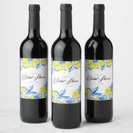 Italienisches Brautparty Lemon Floral Weinetikett