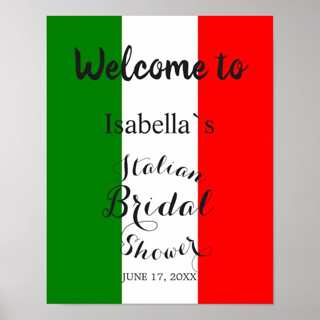 Italienisches Brautparty-Zeichen Poster (Vorne)