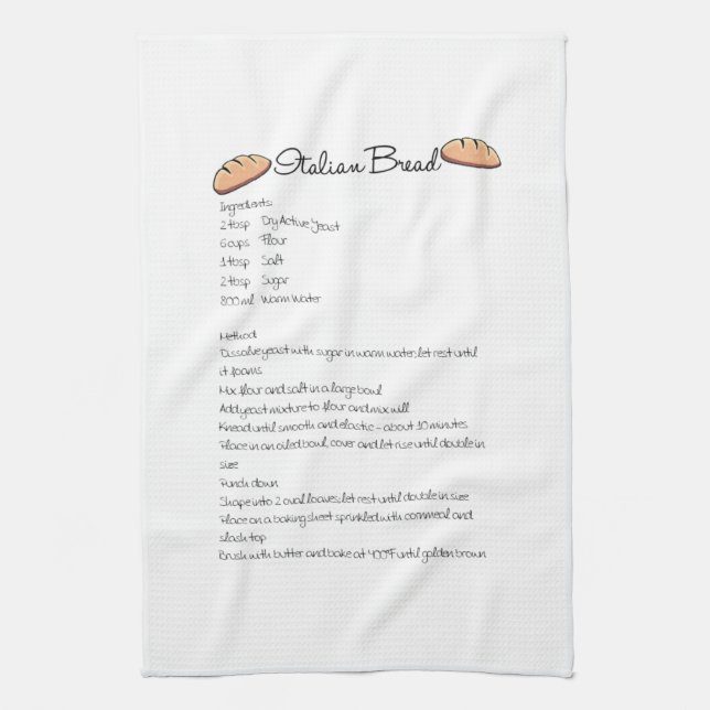 Italienisches Brot-Rezept-Geschirrtuch Geschirrtuch (Vertikal)
