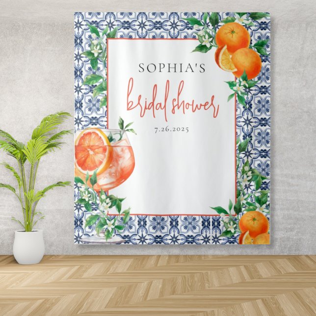 Italienisches Elegant Spritz Orange Brautparty Wandteppich (Von Creator hochgeladen)