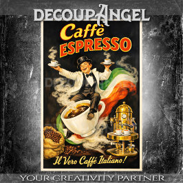 Italienisches Espresso-Kaffeeplakat Decoupage Seidenpapier