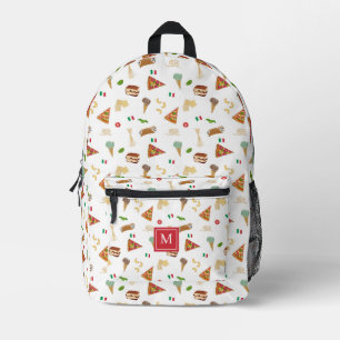 Italienisches Essen Pizza Pasta Tiramisu Monogramm Bedruckter Rucksack