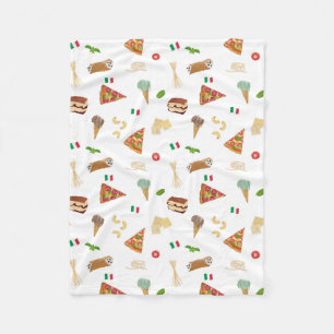 Italienisches Essen Pizza Pasta Tiramisu Muster Fleecedecke