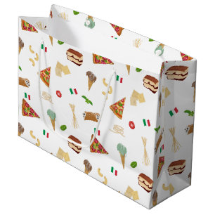Italienisches Essen Pizza Pasta Tiramisu Muster Große Geschenktüte