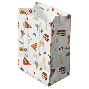 Italienisches Essen Pizza Pasta Tiramisu Muster Mittlere Geschenktüte