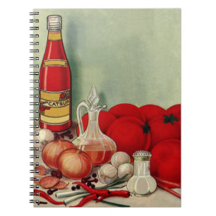 Italienisches Essen Tomaten Zwiebeln Paprika Ketch Notizblock