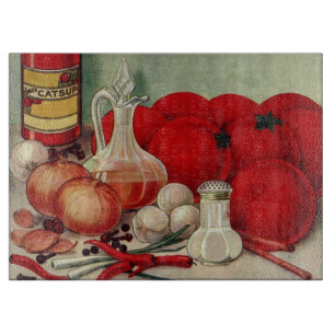 Italienisches Essen Tomaten Zwiebeln Paprika Ketch Schneidebrett