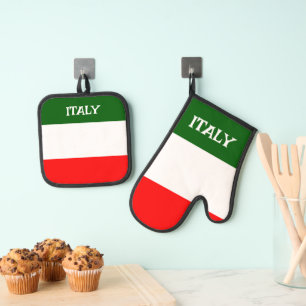 Italienisches Flag Ofenhandschuh & Topflappen-Set