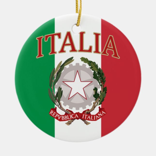Italienisches Flaggen-Wappen T - Shirt Keramikornament (Vorne)