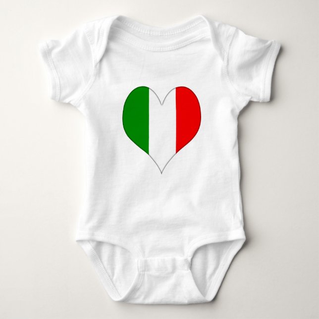 Italienisches Flaggenherz Baby Strampler (Vorderseite)