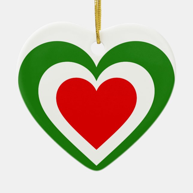 Italienisches Flaggenherz Keramik Ornament (Vorne)