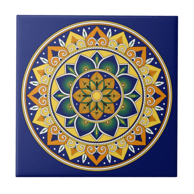 Italienisches Fliesen-Muster - Pfaumotivmajolika Fliese (Vorderseite)