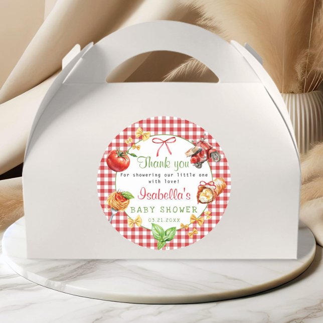 Italienisches Food Cannoli Baby Dusche Danke Stick Runder Aufkleber (Italian food thank you favors stickers)