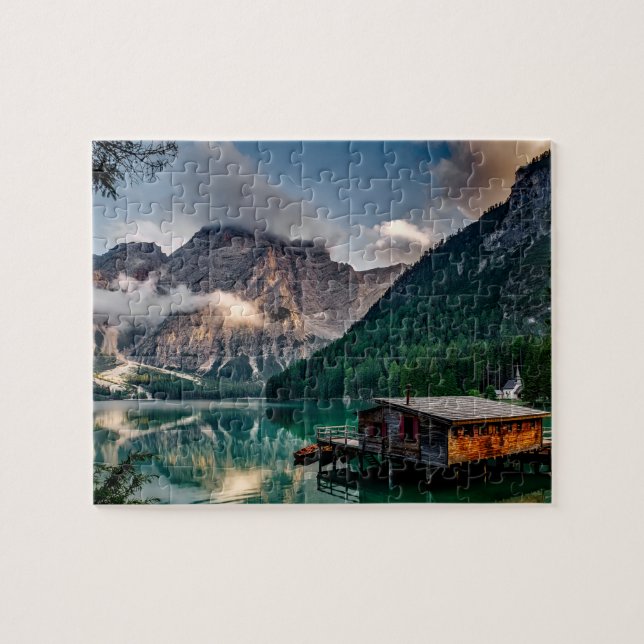 Italienisches Foto Bergsee Landschaft (Horizontal)