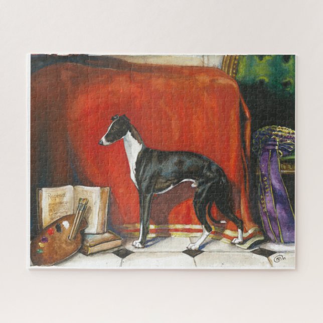 Italienisches Greyhound-Aquarellbild (Horizontal)