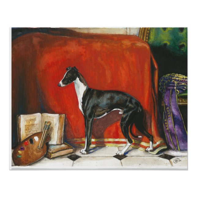 Italienisches Greyhound-Aquarellbild Poster (Vorderseite)