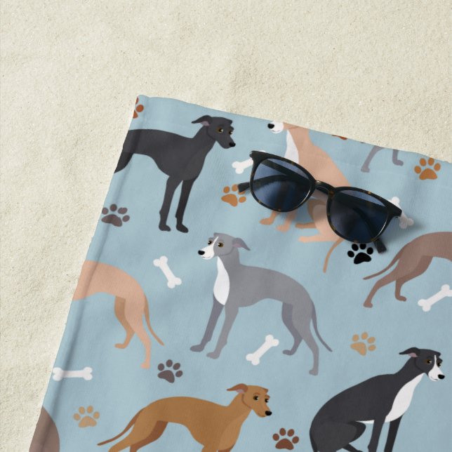 Italienisches Greyhound Dog Bones and Paws Beach H Strandtuch (Beispiel)