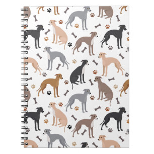 Italienisches Greyhound Dog Bones and Paws Noteboo Notizblock