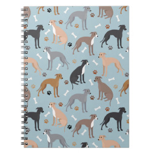 Italienisches Greyhound Dog Bones and Paws Noteboo Notizblock
