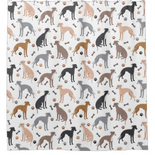 Italienisches Greyhound Dog Bones and Paws Showkur Duschvorhang