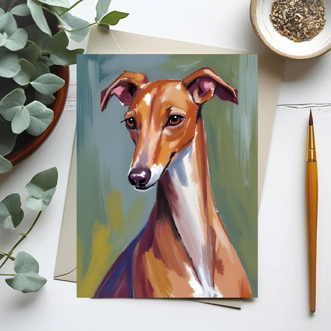 Italienisches Greyhound Dog Painting Postkarte (Von Creator hochgeladen)