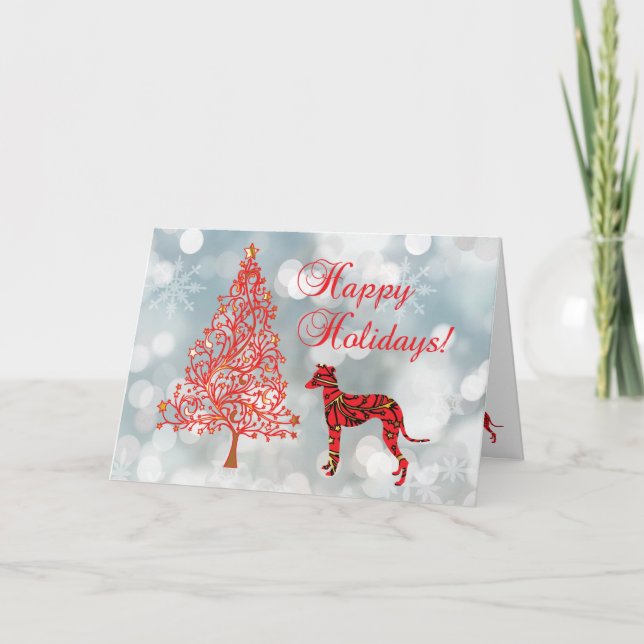 Italienisches Greyhound Happy Holidays Feiertagskarte (Vorderseite)
