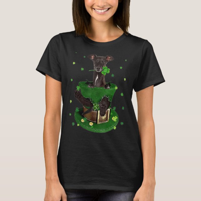 Italienisches Greyhound Kleeblatt Hat C St Patrick T-Shirt (Vorderseite)