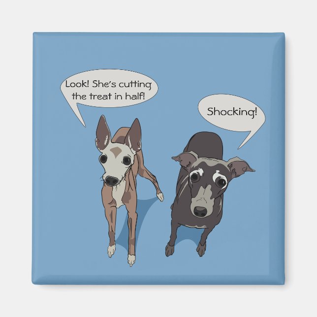 Italienisches Greyhound 'Leckerei' Magnet (Vorne)