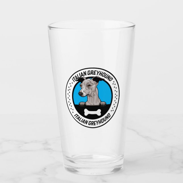 Italienisches Greyhound Peeking Illustration Abzei Glas (Vorderseite)