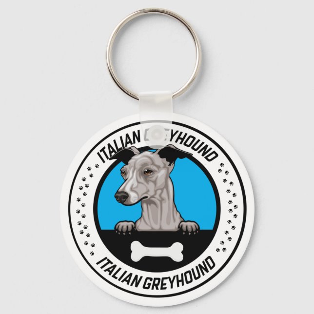 Italienisches Greyhound Peeking Illustration Abzei Schlüsselanhänger (Vorderseite)