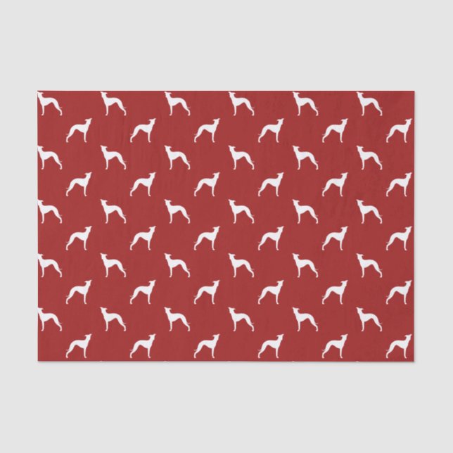 Italienisches Greyhound Silhouetten Pattern Roter  Seidenpapier (Vorderseite)