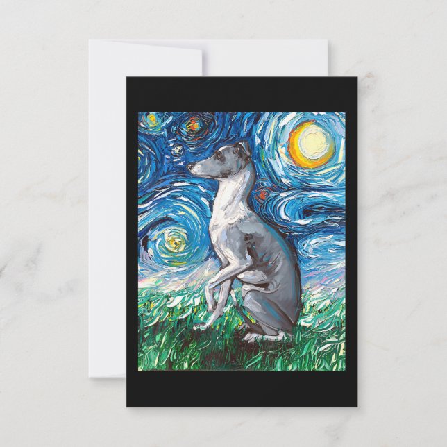 Italienisches Greyhound Starry Night Whippet Hund  Dankeskarte (Vorderseite)