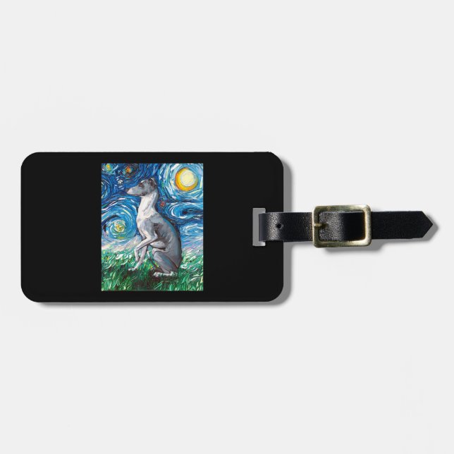 Italienisches Greyhound Starry Night Whippet Hund  Gepäckanhänger (Vorderseite horizontal)