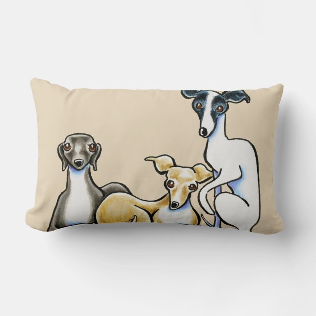 Italienisches Greyhound Trio Lendenkissen (Vorderseite)