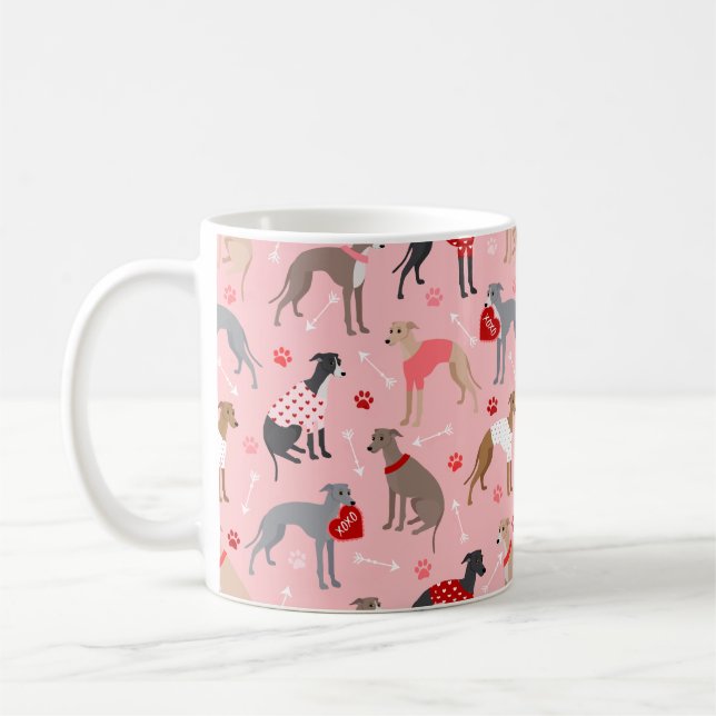 Italienisches Greyhound Valentine Muster Kaffeetasse (Links)