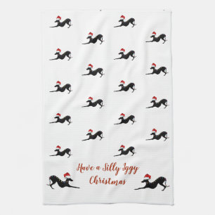 Italienisches Greyhound Weihnachtshandtuch, Iggy H Geschirrtuch