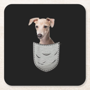 Italienisches Greyhound Whippet Brustpocket für Hu Rechteckiger Pappuntersetzer