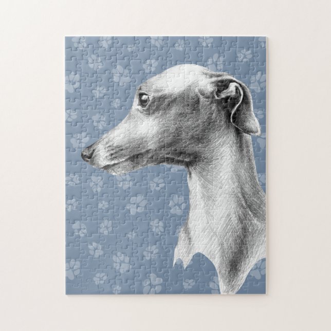 Italienisches Greyhound Whippet Hundportrait zeich (Vertikal)