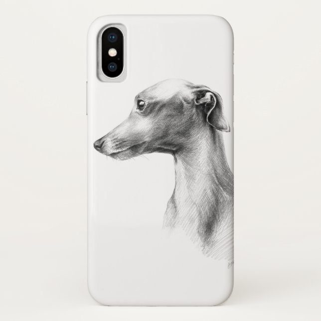 Italienisches Greyhound Whippet Hundportrait zeich Case-Mate iPhone Hülle (Rückseite)