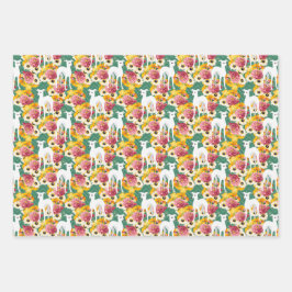 Italienisches Greyhounds Floral Pattern Geschenkpapier Set