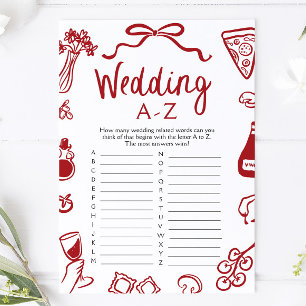 Italienisches Handgezeichnetes Hochzeitspiel A-Z B Einladung