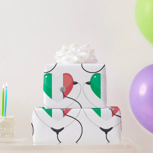 Italienisches Herz mit Stethoscope Gesundheitswese Geschenkpapier