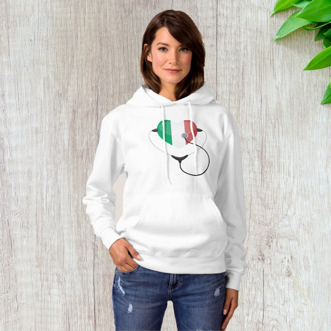 Italienisches Herz mit Stethoscope Gesundheitswese Hoodie (Von Creator hochgeladen)