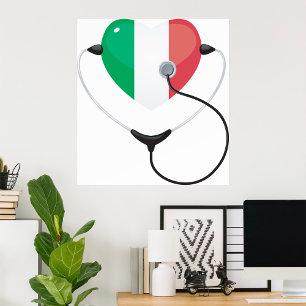 Italienisches Herz mit Stethoscope Gesundheitswese Poster