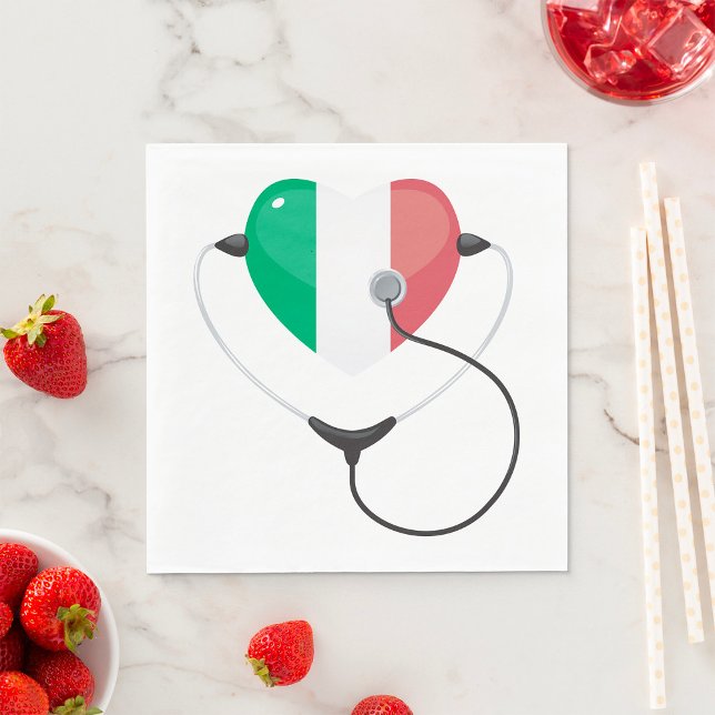Italienisches Herz mit Stethoscope Gesundheitswese Serviette (Von Creator hochgeladen)